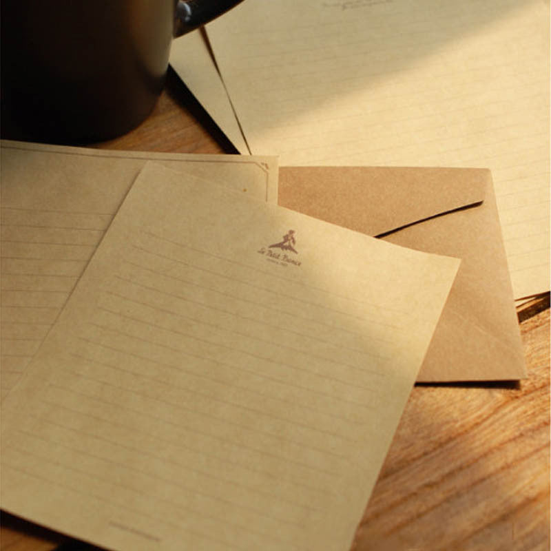 Juego de papelería de papel Kraft vintage, juego de 10 hojas más 2 notas pequeñas