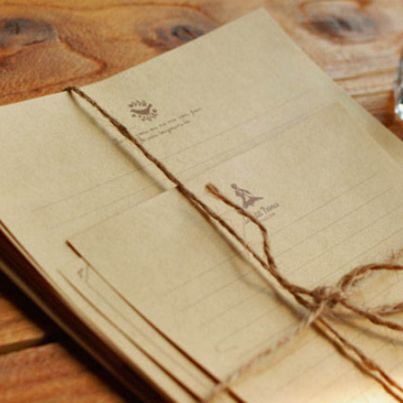 Juego de papelería de papel Kraft vintage, juego de 10 hojas más 2 notas pequeñas