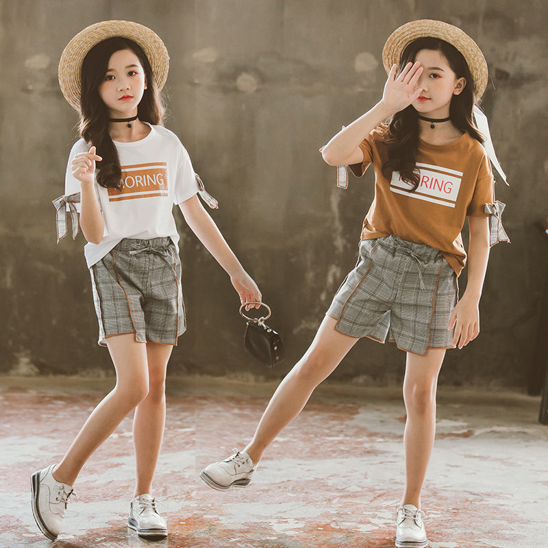 Ensemble short à carreaux à manches courtes pour enfants