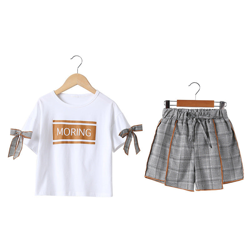 Ensemble short à carreaux à manches courtes pour enfants