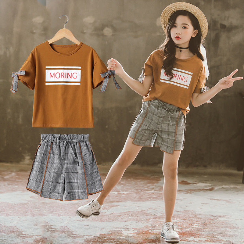 Ensemble short à carreaux à manches courtes pour enfants