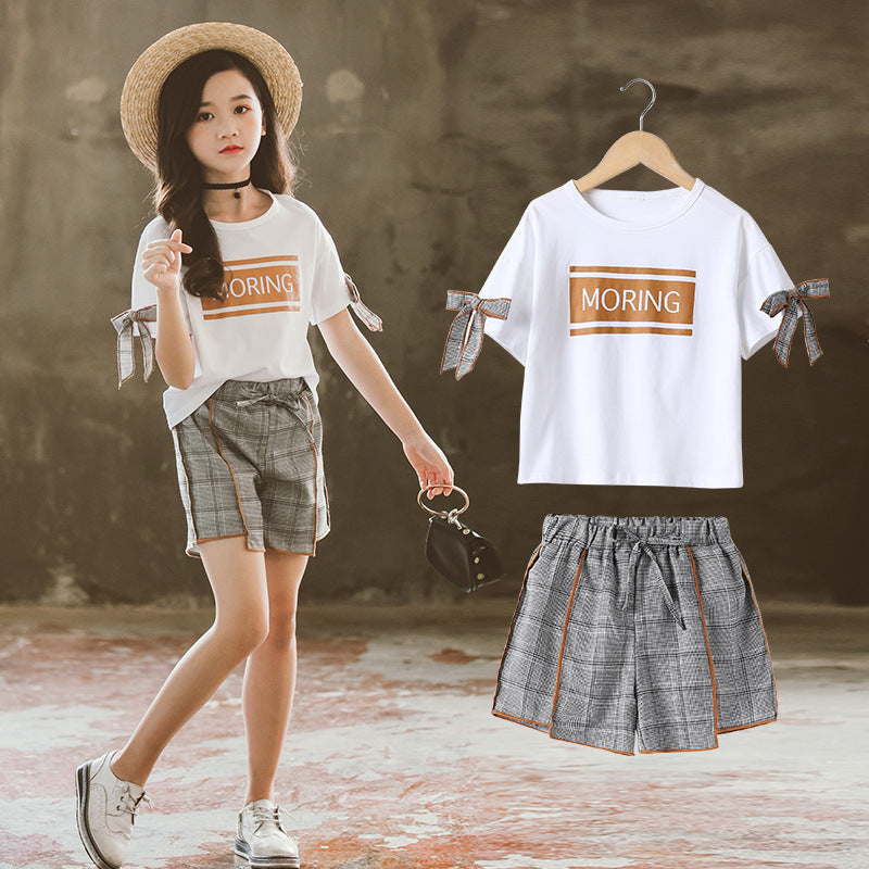 Ensemble short à carreaux à manches courtes pour enfants