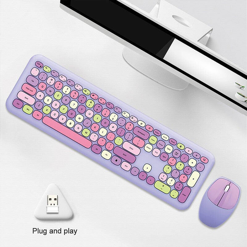 Ensemble clavier et souris silencieux sans fil rond