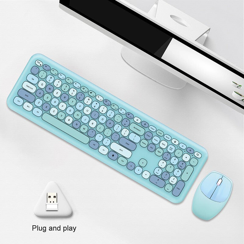 Ensemble clavier et souris silencieux sans fil rond
