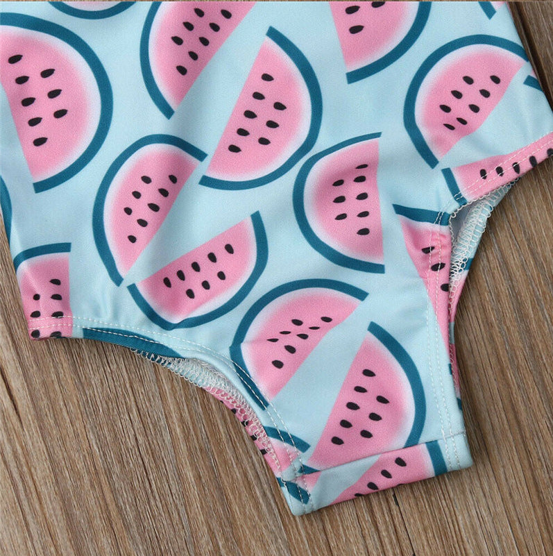 Traje de baño de sandía para niña bebé, traje de baño de natación con Bikini de flores 3D