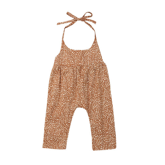 Combinaison barboteuse à fleurs à pois jaune gingembre pour bébé