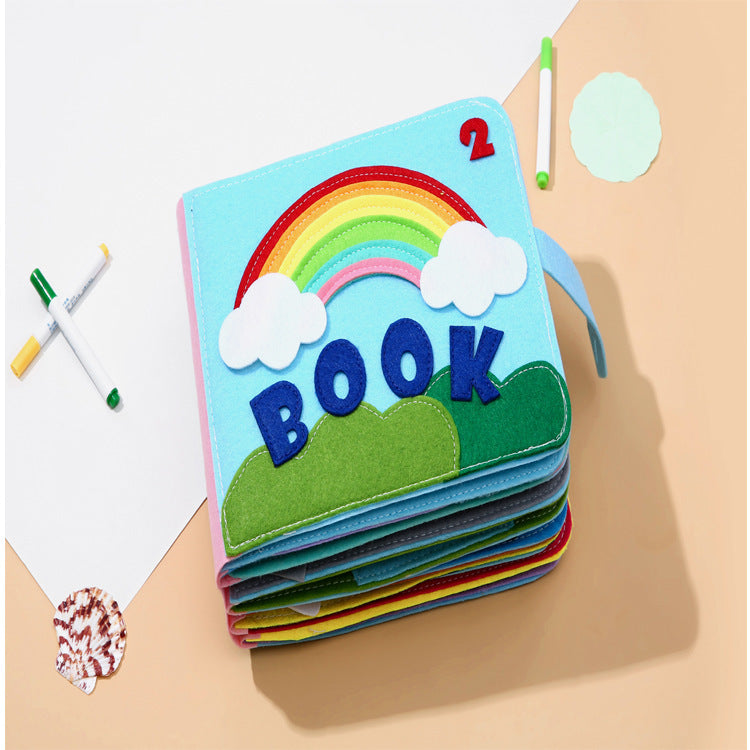 Livre en tissu pour bébé pour enfants, partie 2, livre en tissu arc-en-ciel