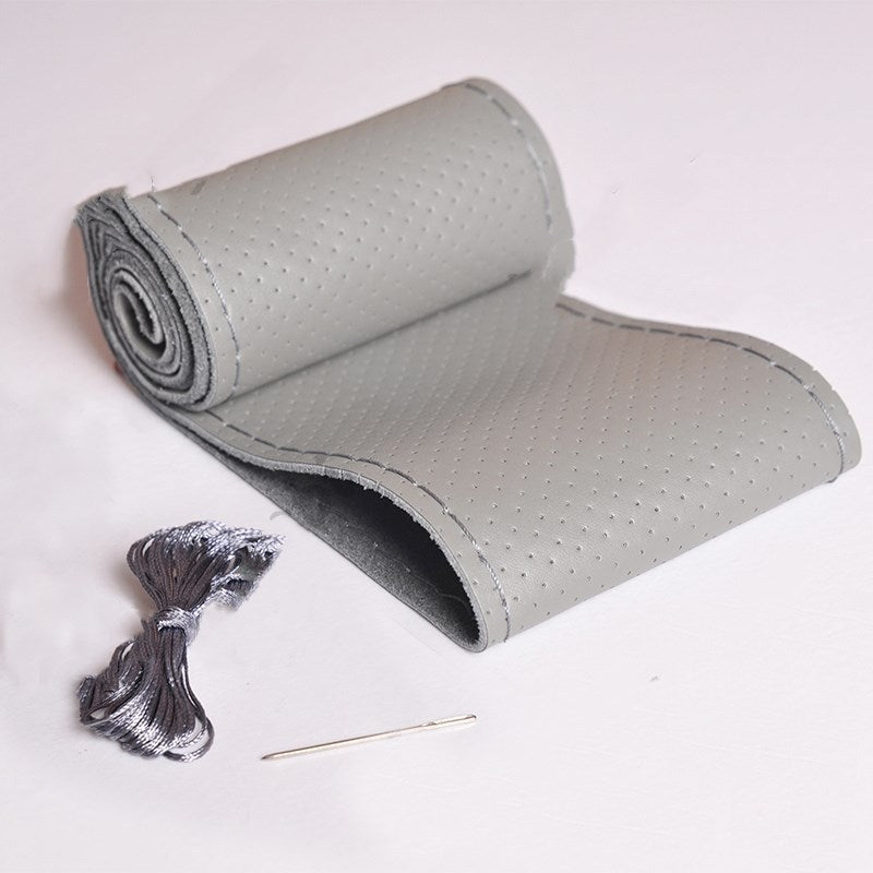 Sporty Leather Hand-stitched Steering Wheel Cover