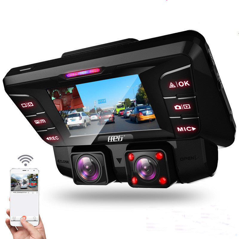Enregistreur de conduite de voiture HD Vision nocturne enregistreur de conduite à vue panoramique à double objectif