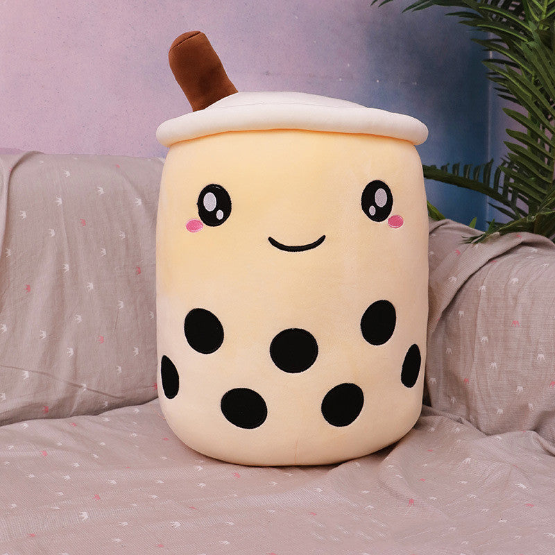 Peluche de boisson aux fruits, mignonne, douce, fraise, lait, thé, tasse de thé Boba, jouet bulle de thé, oreiller, coussin, cadeau pour enfants
