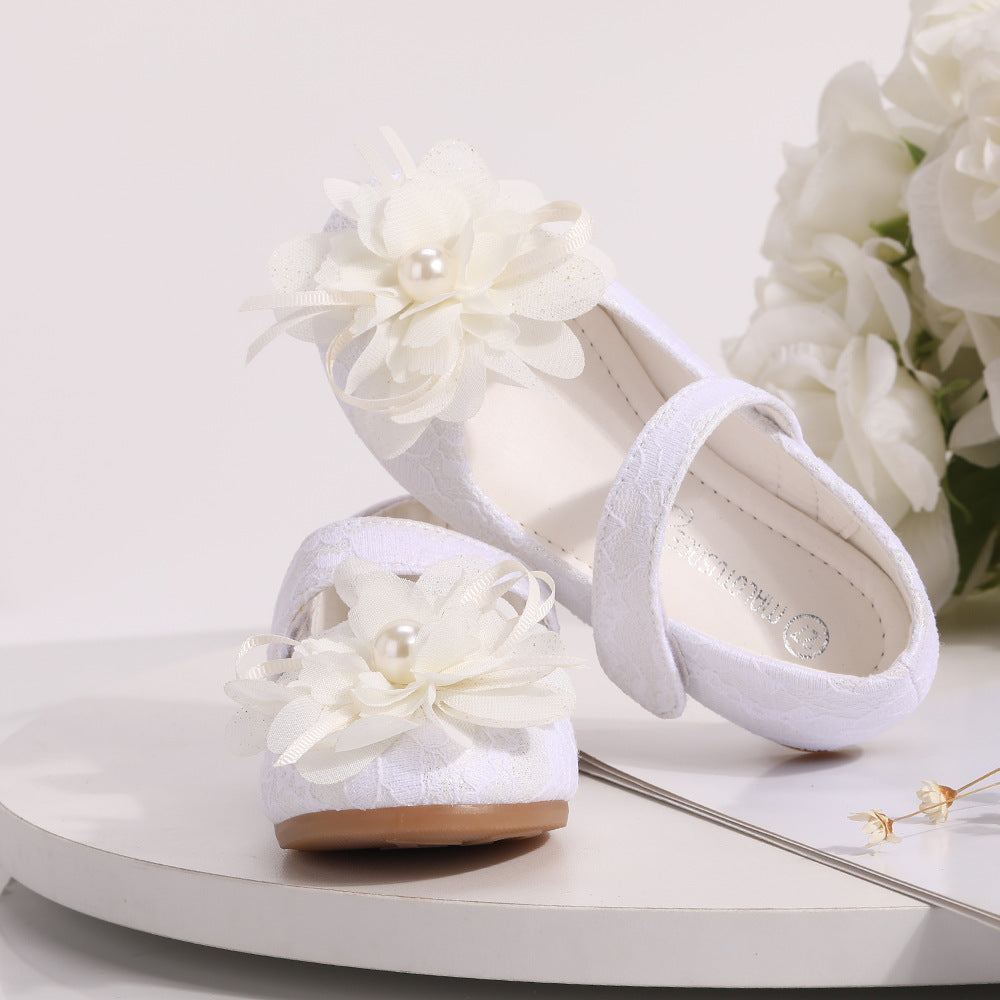 Chaussures habillées pour filles, chaussures de princesse en dentelle à fleurs