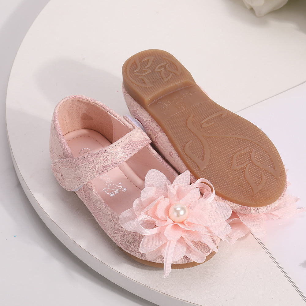 Chaussures habillées pour filles, chaussures de princesse en dentelle à fleurs