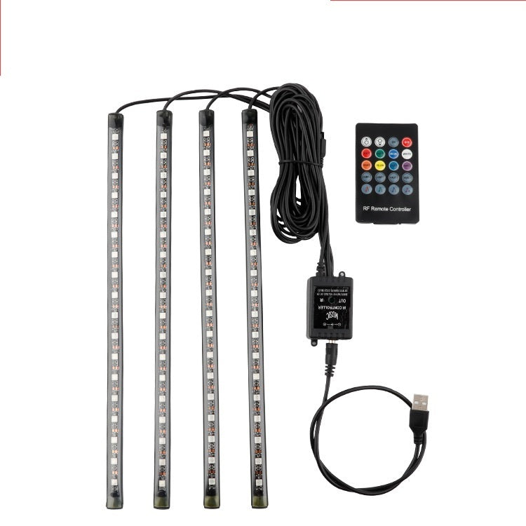 Automotive atmosphere One to four lights Remote 4x9 LED atmosphere lamp Indoor foot lamp