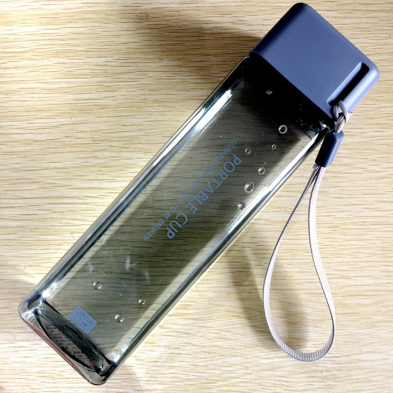 Bouteille d'eau carrée créative, tasse à main Portable Anti-chute, bouteille en plastique transparente pour sport et voyage, étanche