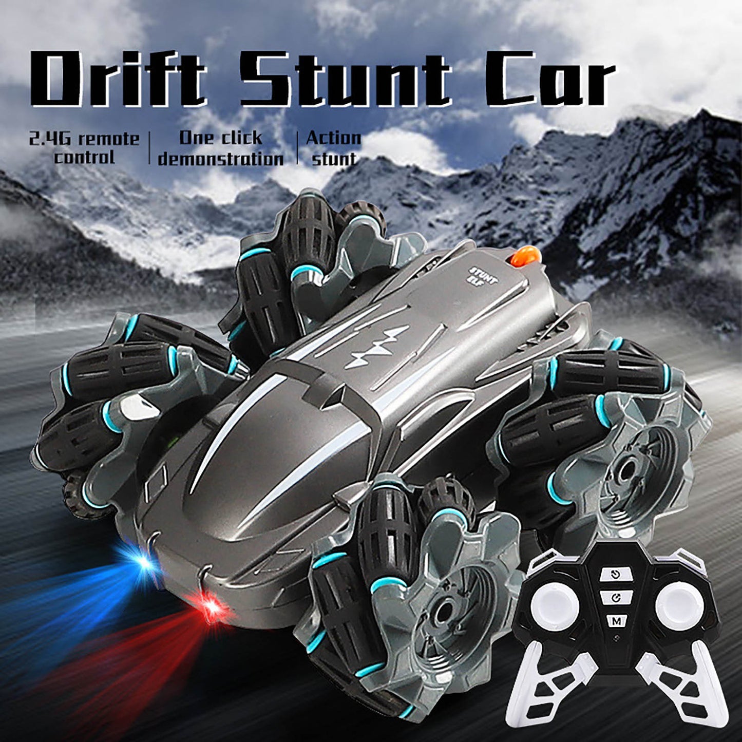 Voiture de cascade de conduite Double face avec télécommande sans fil, Rotation à 360 degrés 4WD