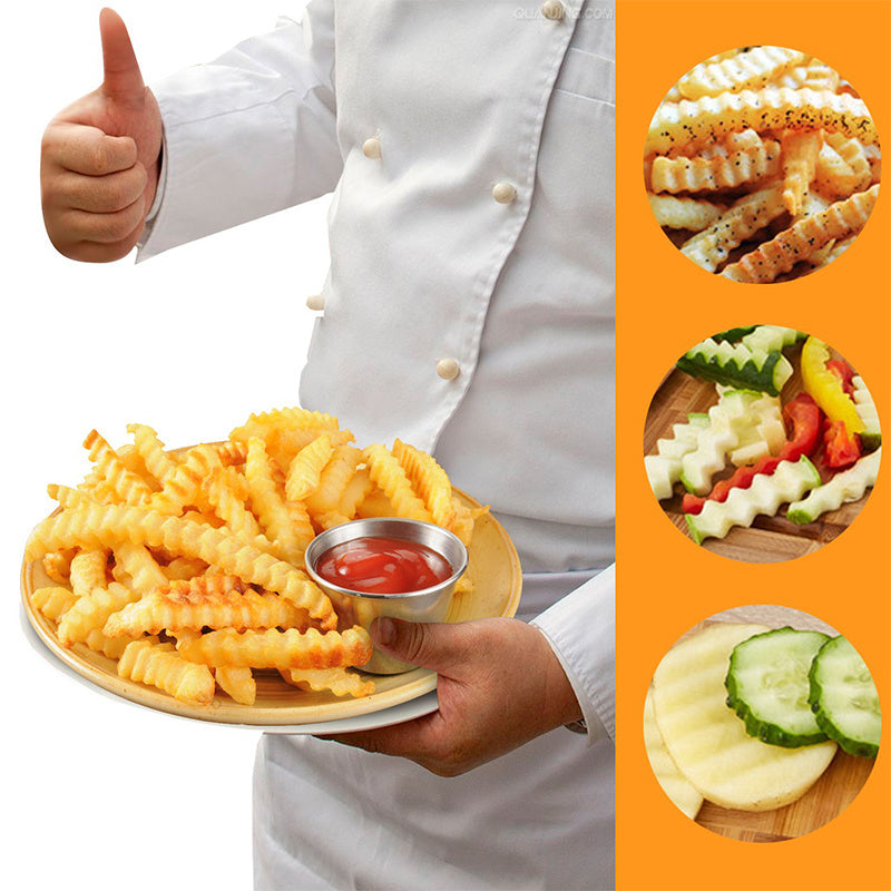 Coupe-frites en acier inoxydable, couteau coupe-pommes de terre, outils de coupe ondulés pour légumes, Gadgets de cuisine