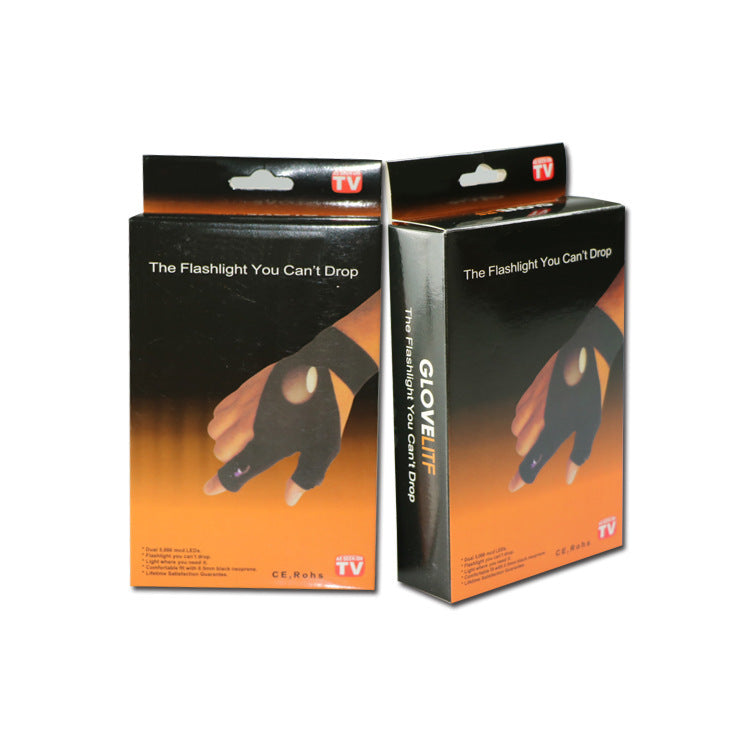 Linterna LED para exteriores, guantes de pesca con medio dedo, iluminación deportiva, guantes de pesca, guantes iluminados