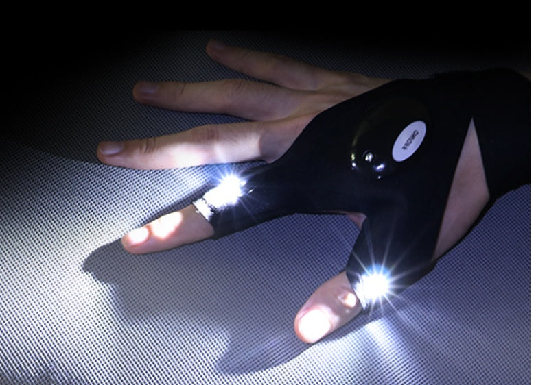 Linterna LED para exteriores, guantes de pesca con medio dedo, iluminación deportiva, guantes de pesca, guantes iluminados
