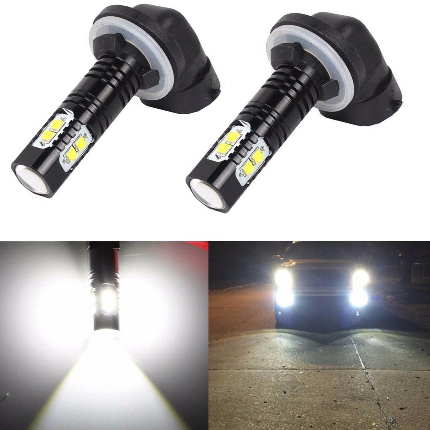 Luz antiniebla LED para coche 10SMD Luz de coche de alta potencia carcasa negra