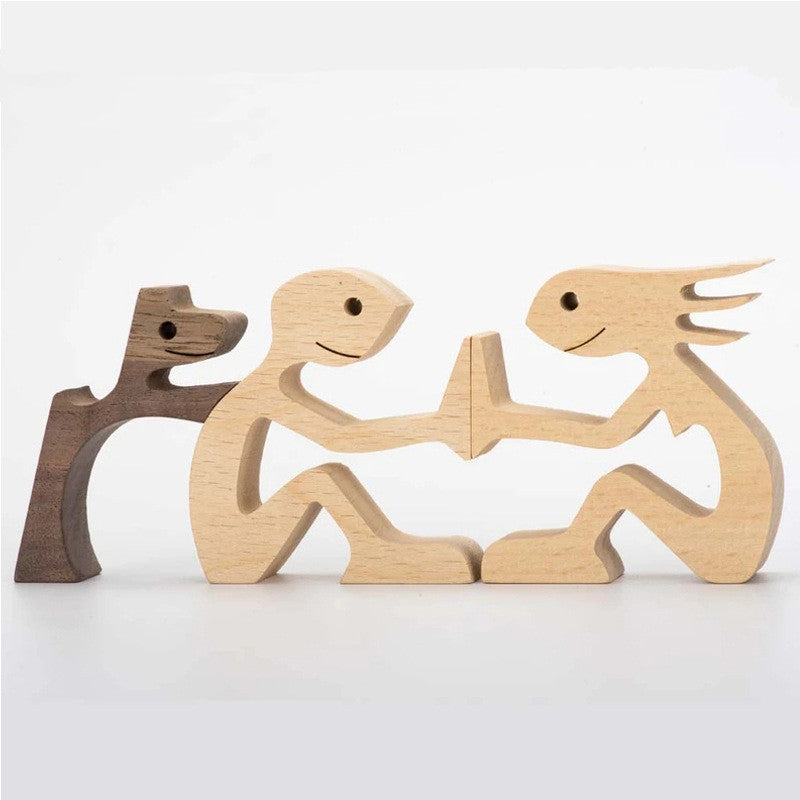 Figurine de chien en bois à faire soi-même, Sculpture de décoration de maison, un homme et un chien, Sculpture en bois, cadeaux de noël, modèle de décoration