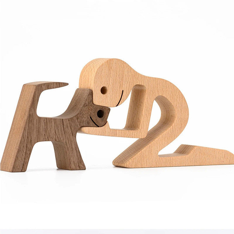 Figurine de chien en bois à faire soi-même, Sculpture de décoration de maison, un homme et un chien, Sculpture en bois, cadeaux de noël, modèle de décoration