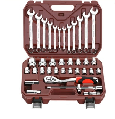 Juego combinado de llave de trinquete con funda multifuncional