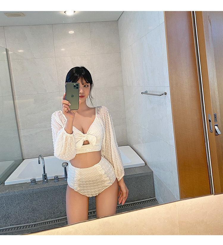 Bikini De Protección Solar De Manga Larga De Encaje De Moda