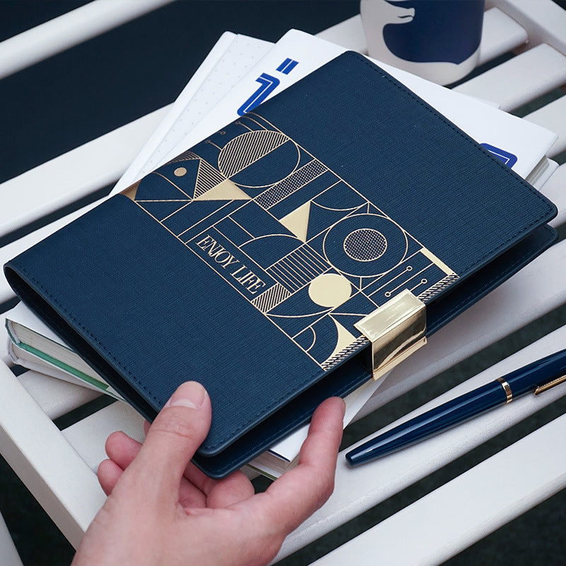 Carnet à feuilles mobiles en cuir d'affaires exquis et Simple, bloc-notes, grand livre à main