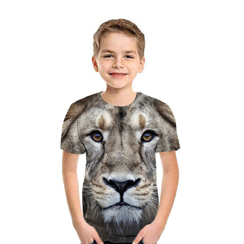 Top de camiseta para niños de moda de manga corta con impresión digital 3D