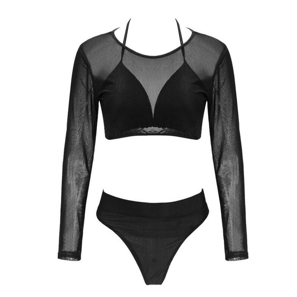 Bikini transparent sexy trois pièces uni 