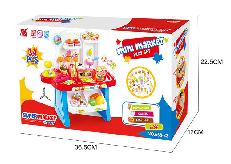 Juguetes educativos para niños, Mini caja registradora de supermercado, carrito de compras, mesa de puesto, juego de herramientas de venta para bebés