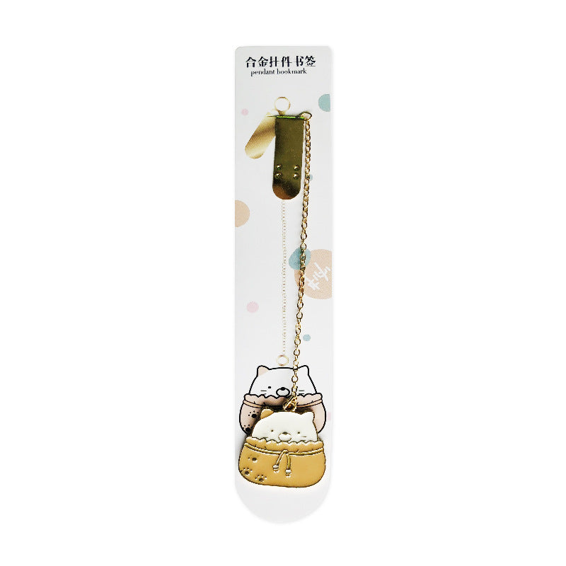 Petit pendentif créatif en métal frais, marque-page mignon et exquis, marque-page pour étudiant, papeterie Portable