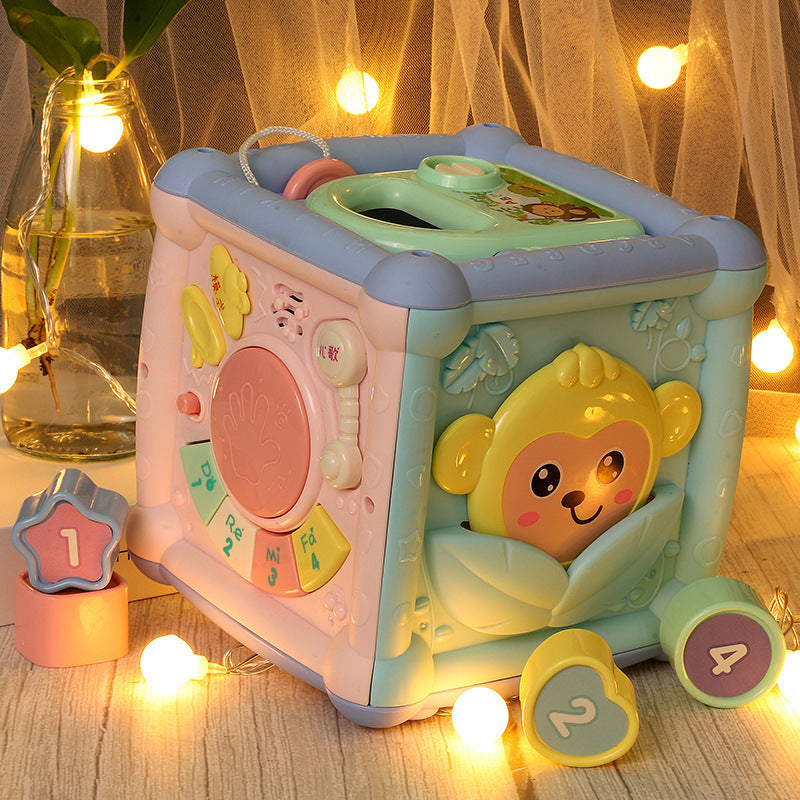 Boîte à musique pour bébé, jouet amusant, tambour à main, Cube d'activité, blocs géométriques