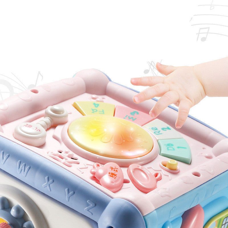 Boîte à musique pour bébé, jouet amusant, tambour à main, Cube d'activité, blocs géométriques