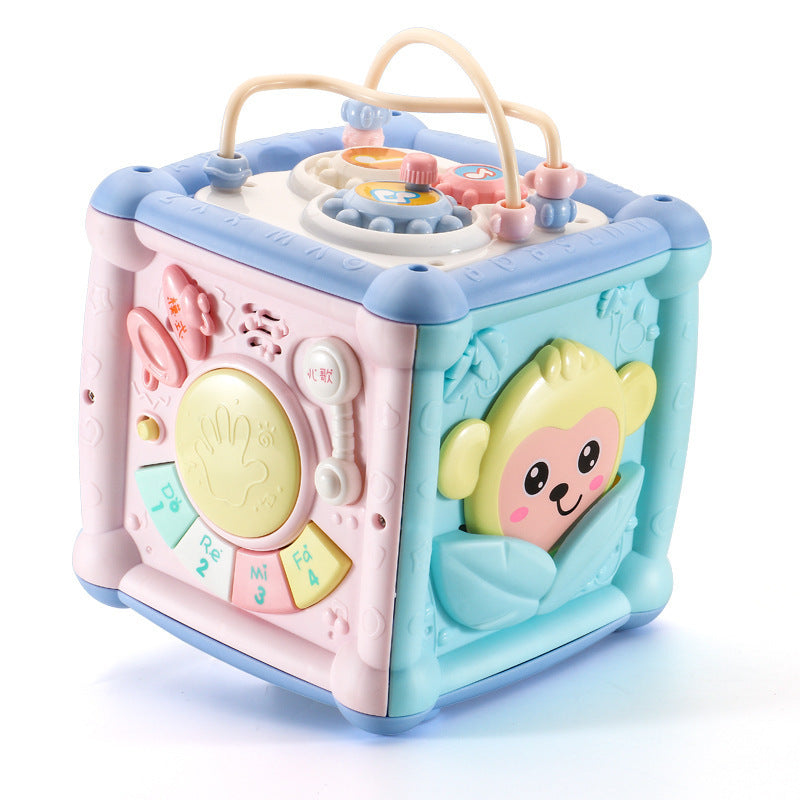 Boîte à musique pour bébé, jouet amusant, tambour à main, Cube d'activité, blocs géométriques