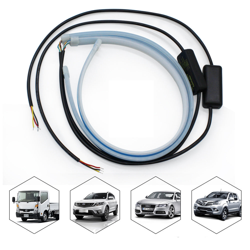 Luces de circulación diurna Led DRL para coche, luces de circulación diurna flexibles e impermeables, señal de giro automática, faros laterales de freno amarillos, accesorios para coche