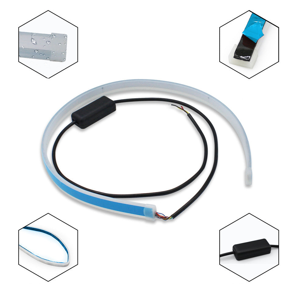 Luces de circulación diurna Led DRL para coche, luces de circulación diurna flexibles e impermeables, señal de giro automática, faros laterales de freno amarillos, accesorios para coche