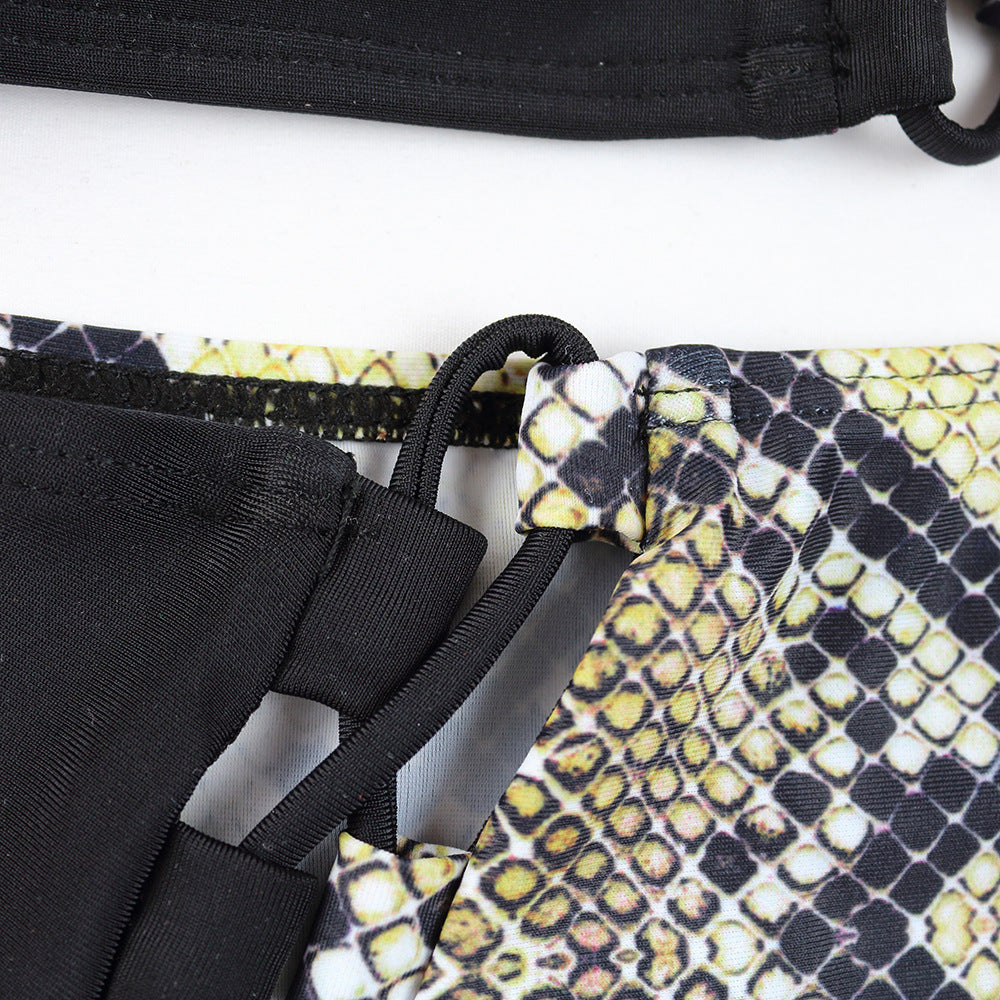 Traje de baño dividido para mujer, traje de baño de estilo nuevo con estampado de leopardo y un hombro