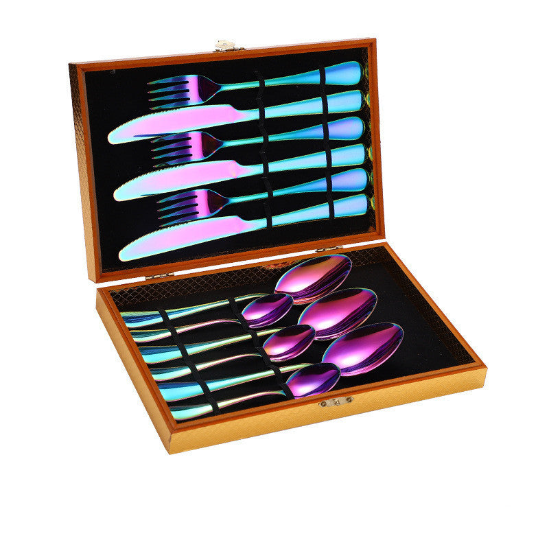 Ensemble de couverts à Steak en acier inoxydable, couverts occidentaux, coffret cadeau, boîte en bois