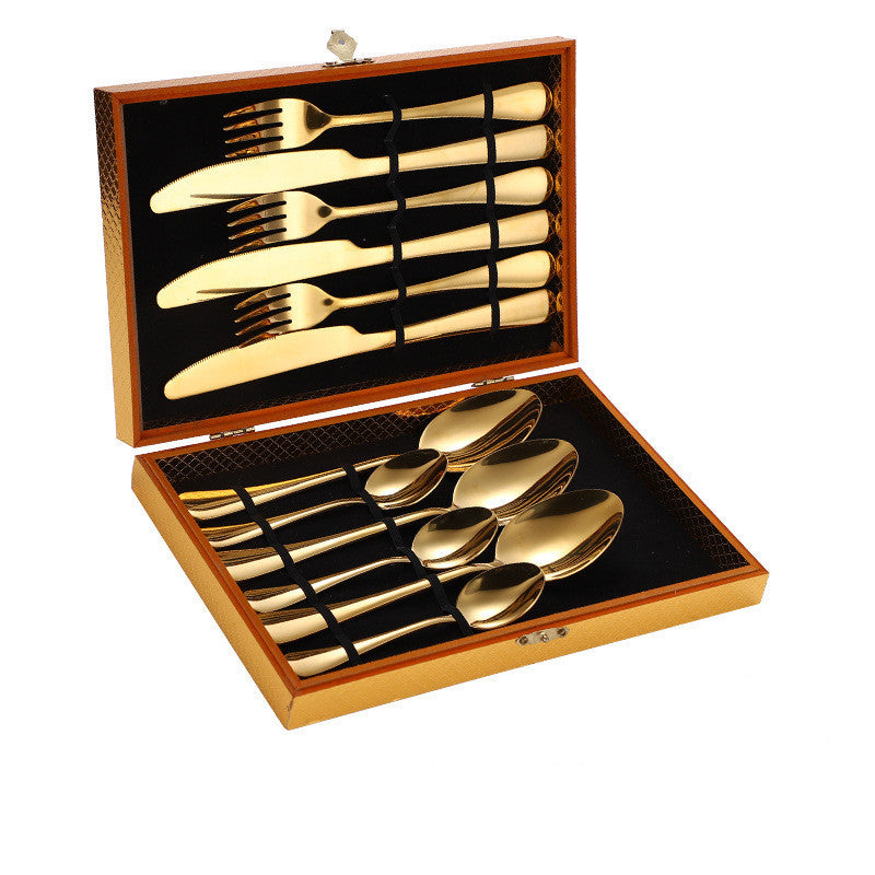 Ensemble de couverts à Steak en acier inoxydable, couverts occidentaux, coffret cadeau, boîte en bois