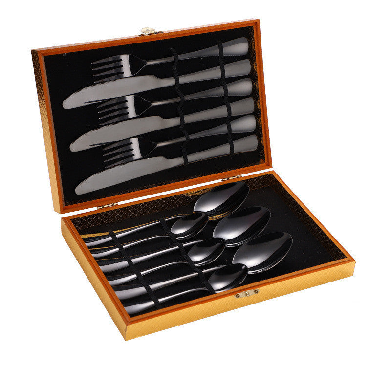 Ensemble de couverts à Steak en acier inoxydable, couverts occidentaux, coffret cadeau, boîte en bois