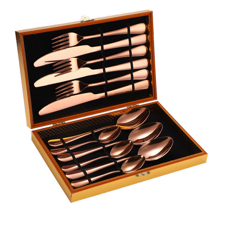 Ensemble de couverts à Steak en acier inoxydable, couverts occidentaux, coffret cadeau, boîte en bois