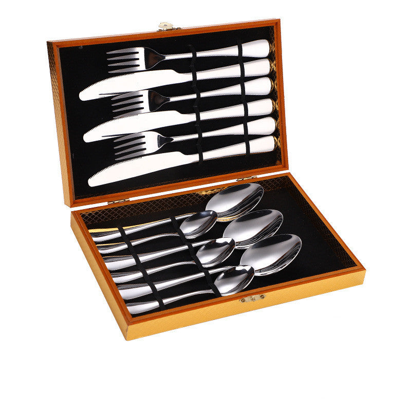 Ensemble de couverts à Steak en acier inoxydable, couverts occidentaux, coffret cadeau, boîte en bois