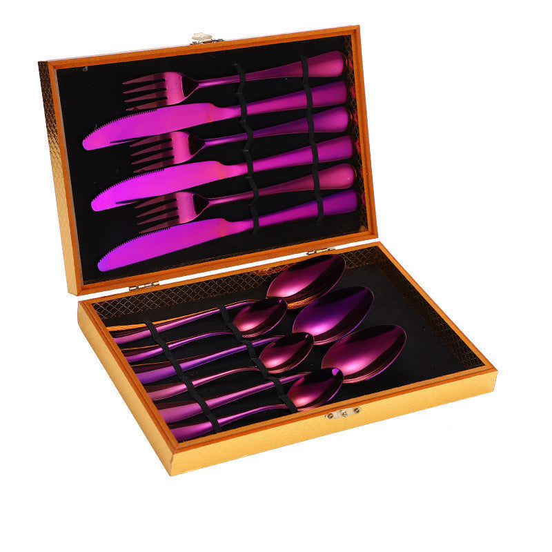 Ensemble de couverts à Steak en acier inoxydable, couverts occidentaux, coffret cadeau, boîte en bois