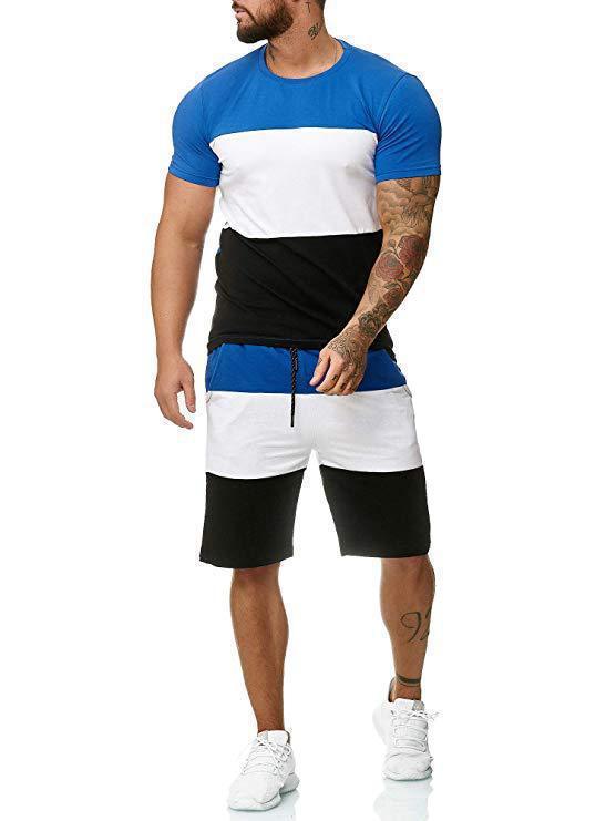 Outdoor Sports and Leisure Color Matching T Sleeve Mens Suit