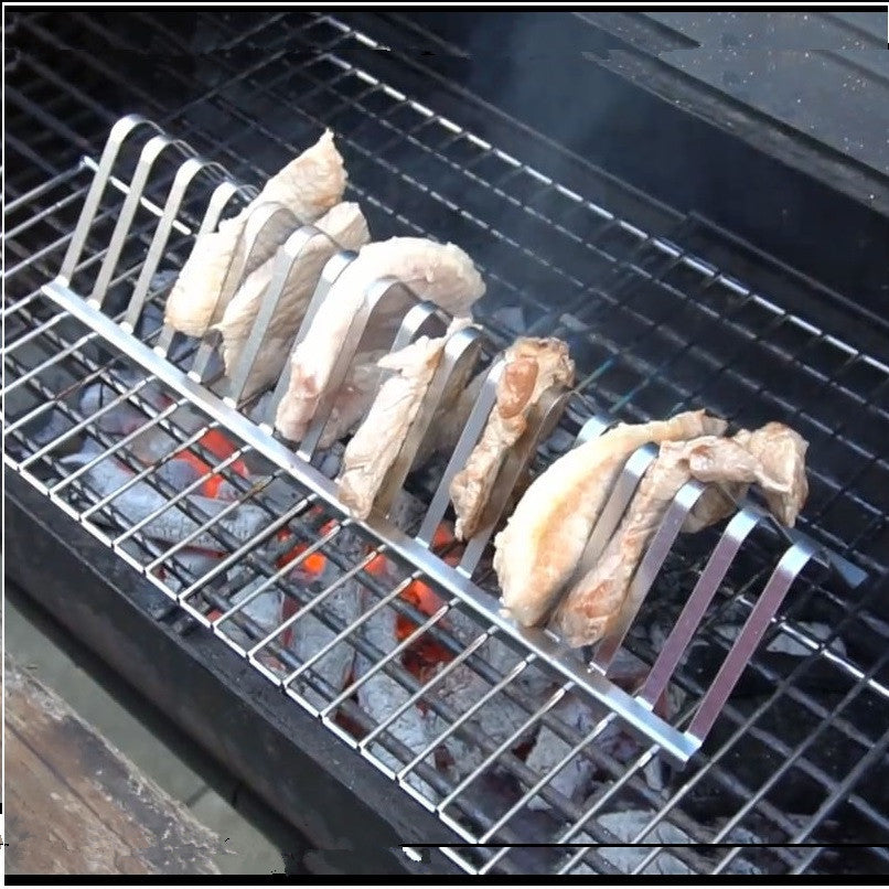 Support de gril de Barbecue en acier inoxydable, supports de côtes pour fumer, accessoires de Barbecue, support de rôtissage en plein air, ustensile de pique-nique