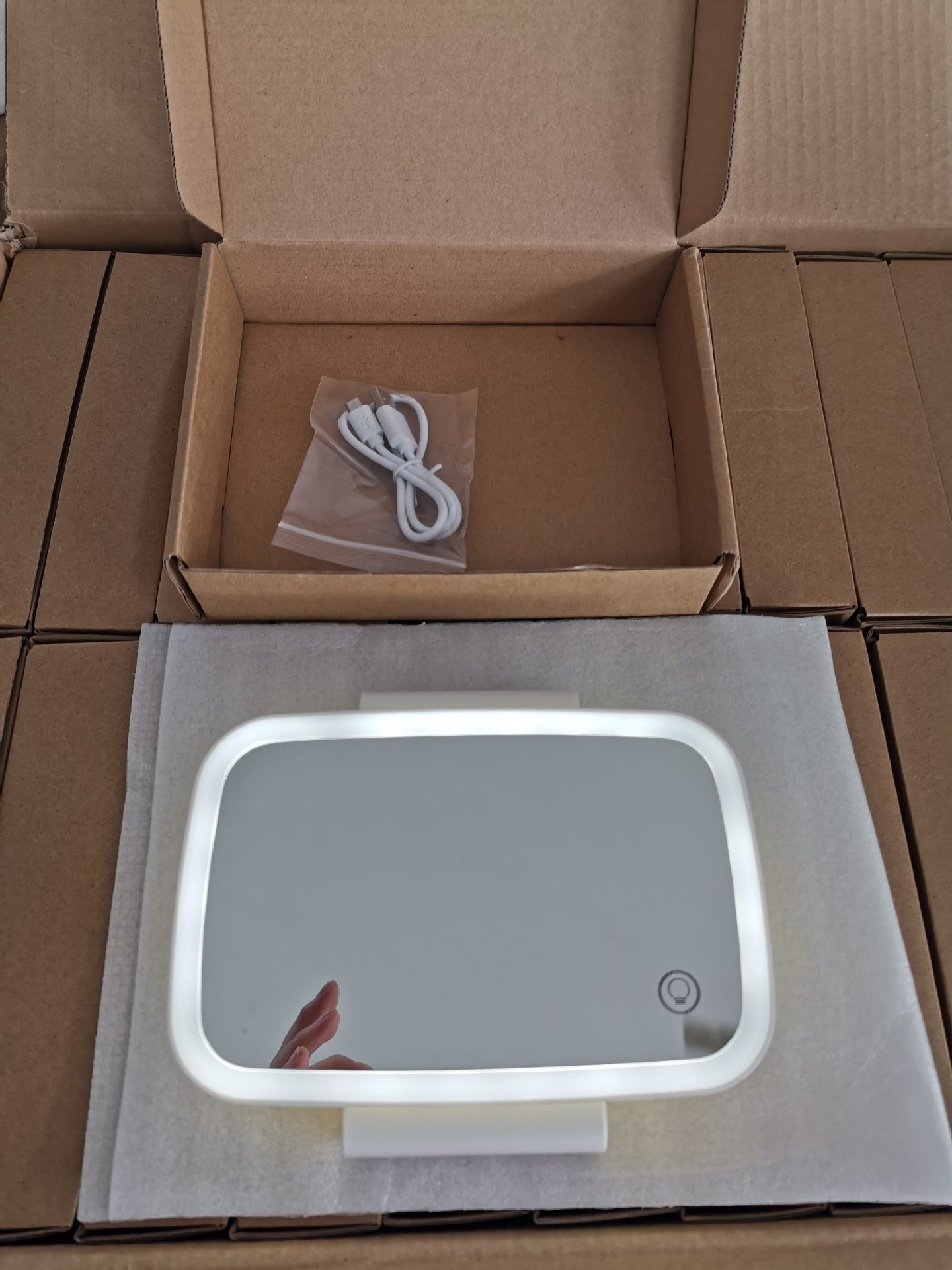 Espejo de tocador Led interfaz USB parasol para coche espejo Interior Interruptor táctil espejo Universal