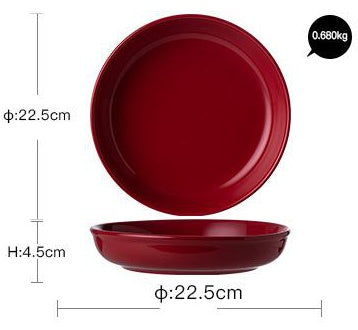 Juegos de cena de cerámica con esmalte rojo de lujo, utensilios de cocina, plato para servir ensalada de porcelana, plato, cuenco, mesa de comedor para restaurante, decoración del hogar