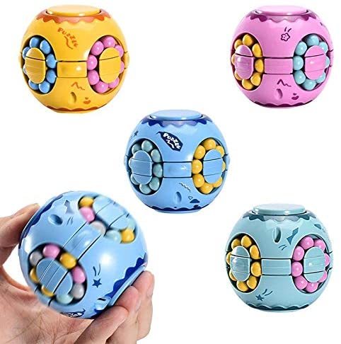 Intelligence Fingertip Checkered Educational Toys Bean Rotating Toy Relieve Stress Children Educational Toys Finger Magic Bean Burger Toy Puzzle Top Spinning Magic Bean