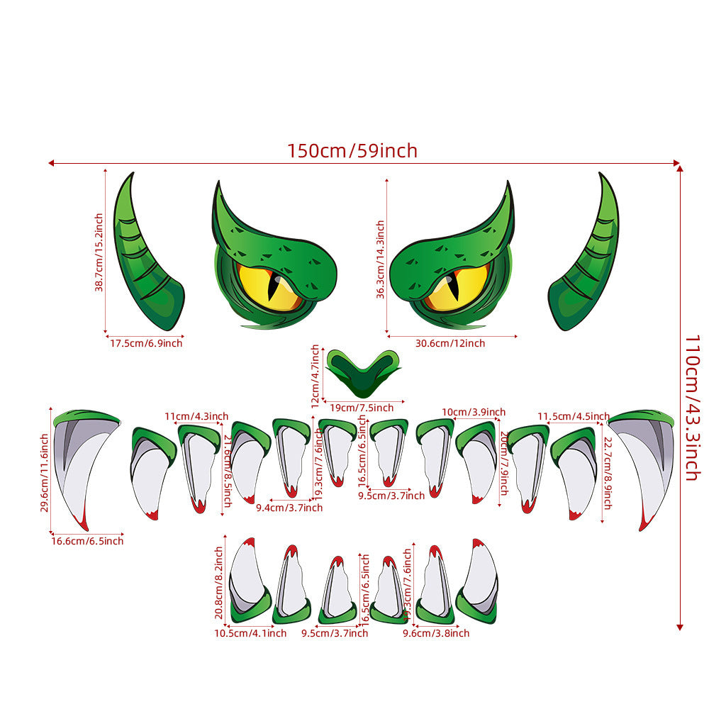 Yeux en plastique créatifs pour Halloween, décoration d'halloween, monstre vert, autocollant de porte d'halloween